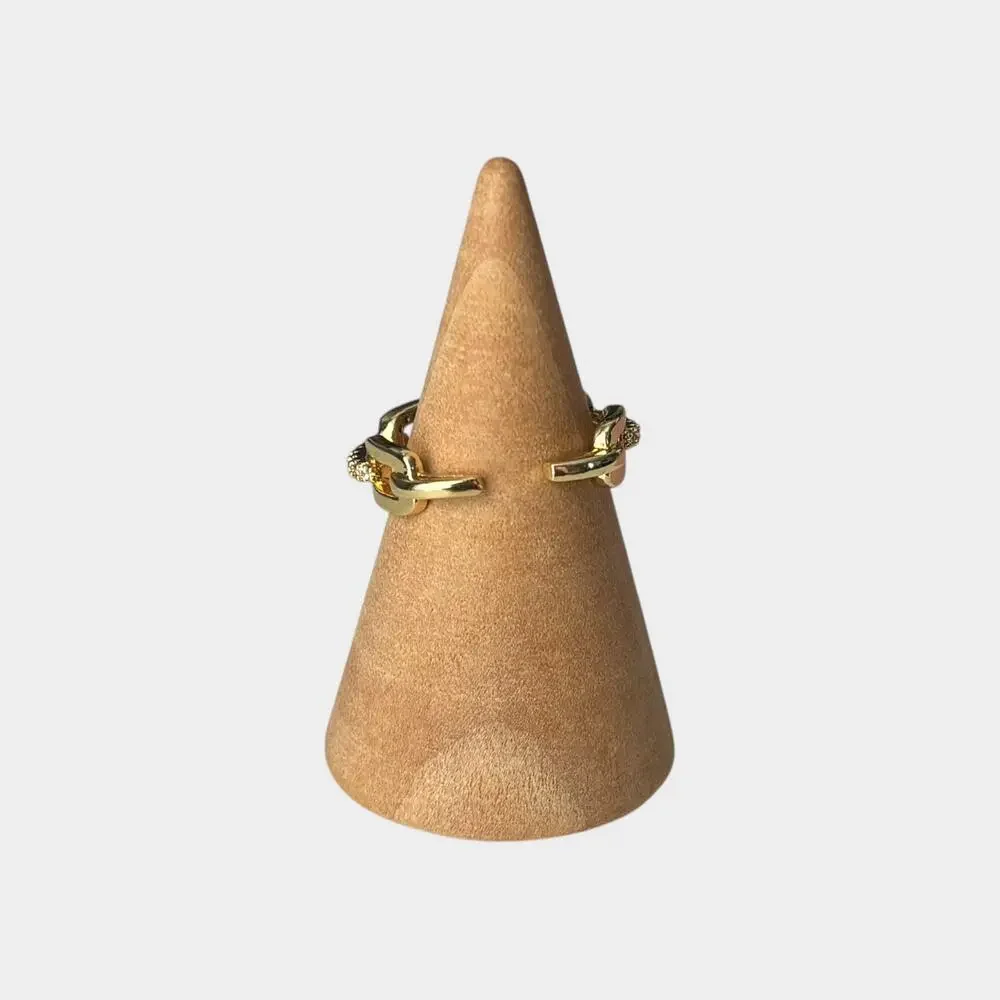 Gold Zircon Chain-Link Adjustable Ring